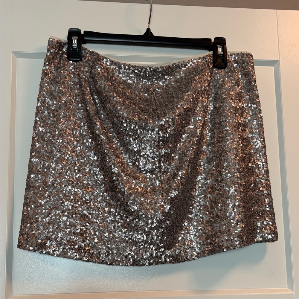 Sequin Silver Mini Skirt